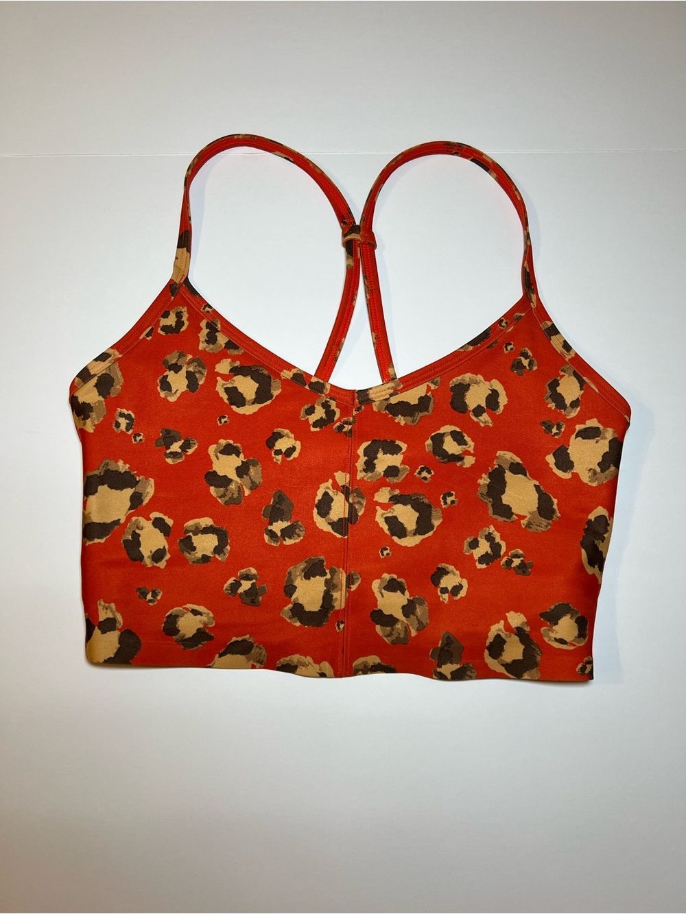 Carbon38 Seamed Longline bra Leopard Print Strappy Cropped Tank - Orange size XS